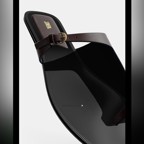 ASYMMETRIC LEATHER FLAT SANDALS - Picture 7 of 7